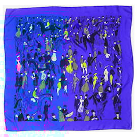 Hermès-Blue silk printed scarf-Blue