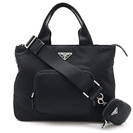 Prada-Prada Tote Bag in Black Nylon and Leather-Black