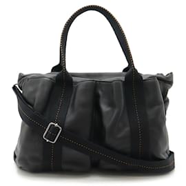 Hermès-Sac à main horizontal MM de la caravane Hermès-Noir,Orange