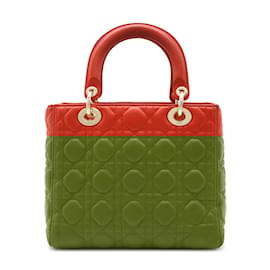 Christian Dior-Christian Dior Lady Cannage Handbag Tote Bag-Red