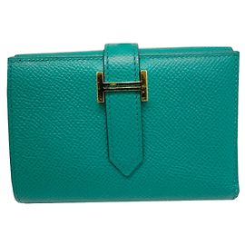 Hermès Hermes Bearn Tri-Fold Wallet in Green Epsom Leather Green