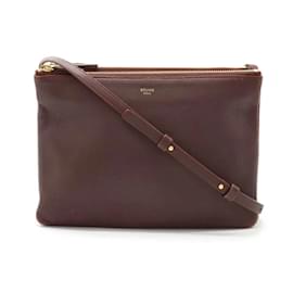 Céline-Celine Trio Large Shoulder Bag in Bordeaux-Dark red