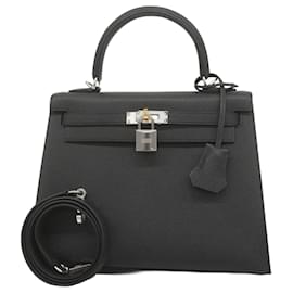 Hermès-Hermes Kelly Electrum 25 Handbag-Black