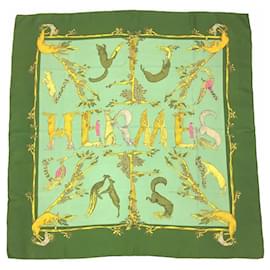 Hermès-Hermes Carre 90 Scarf - Animal Alphabet-Green,Khaki