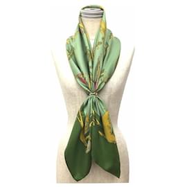 Hermès-Écharpe Hermes Carre 90 - Alphabet Animal-Vert,Kaki