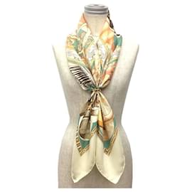 Hermès-Hermes Silk Scarf-Beige,Cream