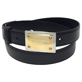 Dolce & Gabbana-Dolce & Gabbana Black Leather Belt-Black