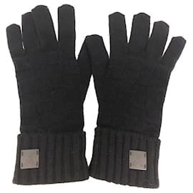 Louis Vuitton-Gants en cachemire Damier Louis Vuitton-Noir