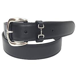 Gucci-Gucci Men's Leather Horsebit Belt-Black