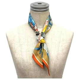 Hermès-Hermes Twilly Scarf Muffler Danse Pacifique 2021-Blue,Yellow