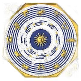 Hermès-Hermes Silk Scarf - Astrology Constellation Pattern-White,Navy blue