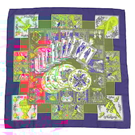 Hermès-Hermes Silk Scarf - Le Tarot-Blue,Multiple colors