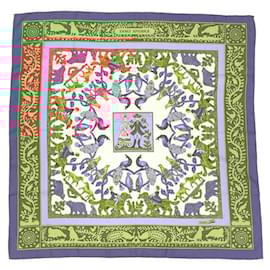 Hermès-Hermes Silk Scarf in Ivory and Light Blue-Cream,Light blue