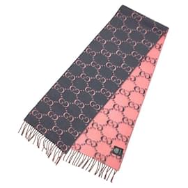 Gucci-Gucci GG Scarf in Alpaca Wool-Pink,Navy blue