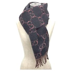 Gucci-Gucci GG Scarf in Alpaca Wool-Pink,Navy blue