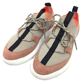 Hermès-Hermes Sneakers Duel in Beige and Light Orange-Beige,Orange