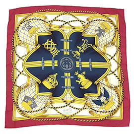 Hermès-Écharpe en soie Hermès en bordeaux et ivoire-Écru,Bordeaux