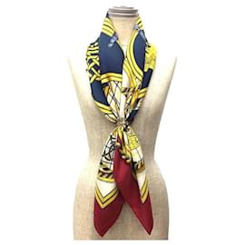 Hermès-Écharpe en soie Hermès en bordeaux et ivoire-Écru,Bordeaux