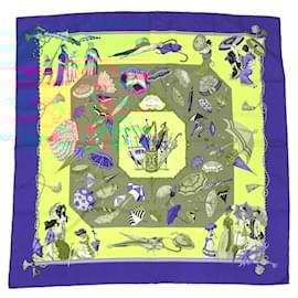 Hermès-Hermes Carre 90 Scarf - Ombrelles et Parapluies-Blue,Yellow