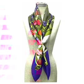 Hermès-Hermes Carre 90 Scarf-Red,Blue,Cream