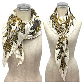 Hermès-Hermes Pleated Silk Scarf-White