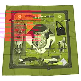 Hermès-Foulard en soie Hermès Carré 90-Marron,Orange
