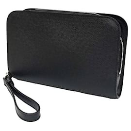 Louis Vuitton-Louis Vuitton Taiga Baikal Clutch Bag-Black,Grey