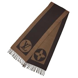 Louis Vuitton-Louis Vuitton Brown Wool and Angora Stole-Brown