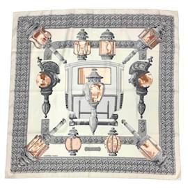 Hermès-Hermes Light Gray Silk Scarf-Grey