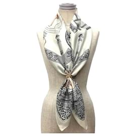 Hermès-Hermes Light Gray Silk Scarf-Grey