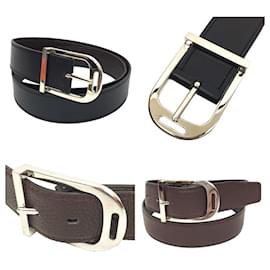 Hermès-Cinto de couro reversível Hermes Etrier-Marrom,Preto