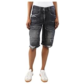 Givenchy-Grey distressed denim cargo shorts - size UK 6-Grey