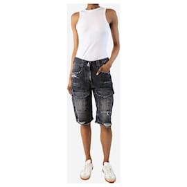 Givenchy-Grey distressed denim cargo shorts - size UK 6-Grey