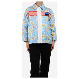 Miu Miu Chaqueta de trabajo oversized con estampado de tigre - tamaño UK 6 Azul