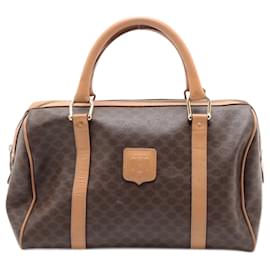 Céline-Brown Macadam PVC and leather top handle bag-Brown