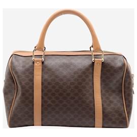 Céline-Brown Macadam PVC and leather top handle bag-Brown