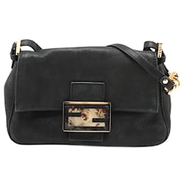 Fendi-Sac à bandoulière en cuir Black Mamma Baguette-Noir