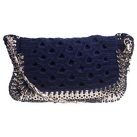 Paco Rabanne Borsa a spalla in lana blu navy Blu