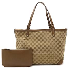 Gucci-Gucci GG Canvas Tote and Shoulder Bag-Brown,Khaki