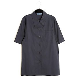 Prada 2020 Top Anthrazit Hemd FR40 Dunkelgrau Baumwolle Top UK12 US10 Anthrazitgrau