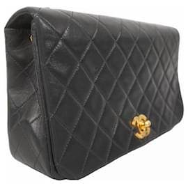 Chanel-Chanel Black Lambskin Shoulder Bag-Black