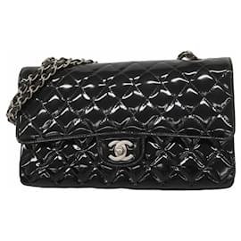 Chanel-Chanel Black Patent Leather Shoulder Bag-Black