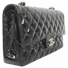 Chanel-Chanel Black Patent Leather Shoulder Bag-Black