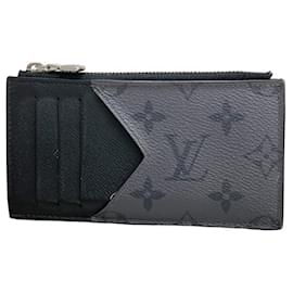 Louis Vuitton-Louis Vuitton Monogram Eclipse Coin Card Holder-Brown,Black