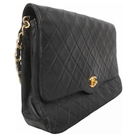 Chanel-Chanel Black Lambskin Shoulder Bag-Black