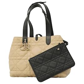 Christian Dior-Christian Dior Cannage Toujour Medium Handbag-Black,Beige
