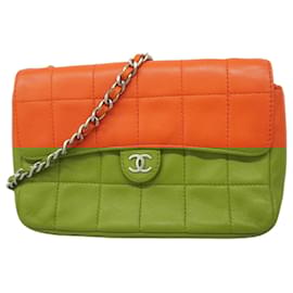Chanel-Chanel Orange Lambskin Shoulder Bag-Orange