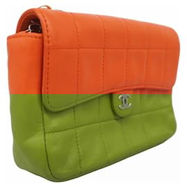 Chanel-Chanel Orange Lambskin Shoulder Bag-Orange