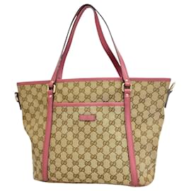 Gucci-Gucci Tote Bag GG Canvas 388929-Brown,Pink
