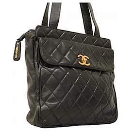 Chanel-Chanel Black Lambskin Tote Bag-Black